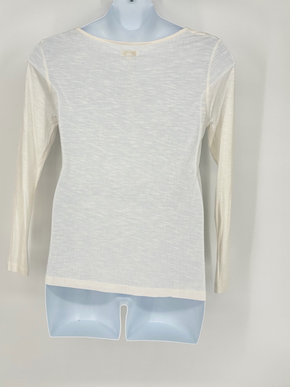 C by Charlotte Russe Ivory Fringe Trim Long Sleeve Slub Knit Top NWT Size L - Picture 9 of 12